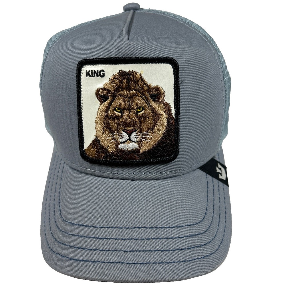 GOORIN BROS Black KING x LION-PATCH TRUCKER HAT Animal Snapback Baseball Gym Cap